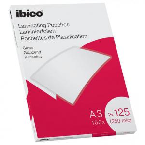 Ibico Gloss A3 Laminating Pouches 250 Micron Crystal clear Pack 100
