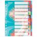 The image features a set of colourful ACCO Brands dividers and indexes in A4 size. The dividers have 10 tabs and are made of durable PP material. They come in a convenient outer carton of 10.