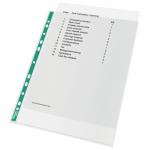 Esselte Green Spine A4 Punched Pockets Top Opening - Embossed. Pack 200 628532