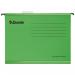 This image features a pack of 15 green Esselte Classic A4 Suspension Files from ACCO Brands. The files are suspended, ready to be filled with important documents. The bright green color stands out against the white background and the durable construction of the files is evident. These files are designed for traditional suspension filing systems and are ideal for keeping papers organized and easily accessible. The compact and sleek design makes them a practical choice for any office setting.