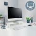 Leitz Ergo Monitor Stand Suitable For Desktop & Laptop, Ergonomically Designed Tabletop Riser, 24 Inch Monitor Screens Up To 20kg, White 64340001