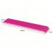 The picture shows a sleek and modern wrist rest for keyboards. It has a vibrant pink color, adding a touch of personality to any desk setup. The wrist rest is fully adjustable to provide comfortable support for typing, with a Leitz Ergo WOW design. It also has the ACCO Brands logo on it, making it a high-quality and reliable accessory for long hours spent at the computer.