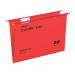 Rexel Foolscap Heavy Duty Suspension Files with Tabs and Inserts for Filing Cabinets, 15mm base, Polypropylene, Red, Crystalfile Extra, Pack of 25 70629