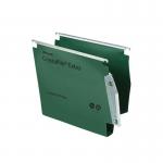 Rexel 275 Lateral Hanging Files with Tabs and Inserts, 30mm base, Polypropylene, Green, Crystalfile Extra, Pack of 25 70640