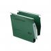 Rexel 275 Lateral Hanging Files with Tabs and Inserts, 30mm base, Polypropylene, Green, Crystalfile Extra, Pack of 25 70640