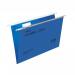 Rexel Foolscap Suspension Files with Tabs and Inserts for Filing Cabinets, 15mm V base, 100% Recycled Manilla, Blue, Crystalfile Classic, Pack of 50 78143