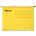 The image shows a pack of 25 bright yellow A4 suspension files from Esselte Pendaflex, a trusted brand under ACCO Brands. The files have a suspension filing system, allowing them to hang neatly in a filing cabinet or drawer. Each file is designed to hold several pages and has a label area for easy organization. These suspension files are an essential office supply for keeping important documents secure and organized.