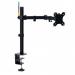In this image, a black Kensington Monitor Arm SmartFit® Ergo Single Extended Monitor Arm is shown. The sleek and modern arm features an adjustable height and tilt, as well as a sturdy base for secure mounting. Its ergonomic design promotes proper posture and comfortable viewing for extended periods.
