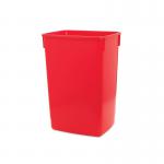 This photo displays a vibrant red 60 litre Addis Bin Bases flip top bin base. The sleek design and sturdy construction make it a practical and stylish addition to any space.