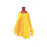 The photo shows a bright red Addis Colour-coded Cleaning Addis Cloth Replacement Mop Head, with the product name and code clearly displayed on the packaging. The mop head appears to be made of durable material and has a multi-colored pattern for easy identification and organization.
