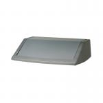 The image shows an Addis 60 Litre flip top bin lid in a metallic grey color. The lid has a sleek, modern design and is made of high-quality materials. It is the perfect addition to any kitchen or office space.