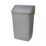 The photograph shows a metallic grey Addis Swing Bins and Fliptop Bin, with a capacity of 60 litres. It appears heavy duty and of commercial quality, perfect for any professional or industrial setting.