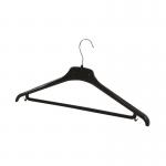 The picture shows a set of 20 black plastic coat hangers, each measuring 450x22x60mm, from the brand Alba. These coat racks and stands are perfect for organizing coats and jackets in homes or offices.