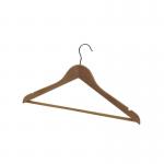 The photograph shows a group of 25 Alba wooden coat hangers, each measuring 450x22x60mm. These coat racks are sleek and modern, with a shiny silver finish that will complement any decor. The hangers themselves have a smooth, curved design, perfect for keeping coats and jackets organized and wrinkle-free.