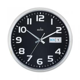 Acctim Supervisor Wall Clock 320mm ChromeBlack 21023 ANG21023