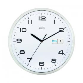 Acctim Supervisor Wall Clock 320mm Chrome/White 21027 ANG21027