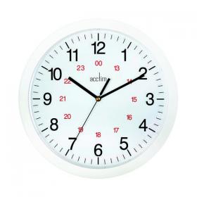 Acctim Metro 24 Hour Plastic Wall Clock 300mm White 21162 ANG21162