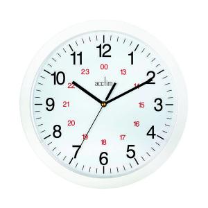 Acctim Metro 24 Hour Plastic Wall Clock 300mm White 21162 Ang21162