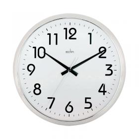 Acctim Orion Silent Sweep Wall Clock 320mm ChromeWhite 21287 ANG21287