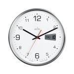 Acctim Kalendar Wall Clock with Digital Date 270mm Diameter Silver Frame 22367 ANG22367