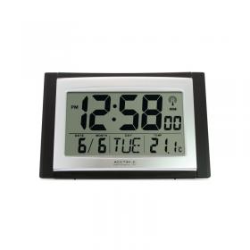 Acctim Stratus Radio Controlled LED Wall/Desk Clock Black/Silver 74053 ANG74053