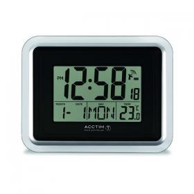 Acctim Delta Radio Controlled Digital Clock Silver/White 74573 ANG74467