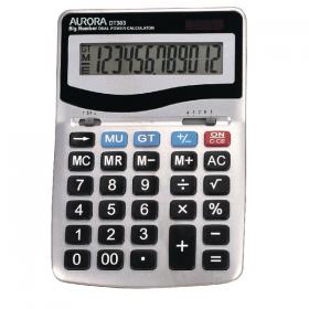 Aurora Grey/Black 12-Digit Desk Calculator (Dual power solar powered with battery back up) DT303 AO21088