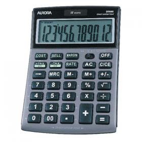 AO21056 Aurora Grey/Black 12-Digit Desk Calculator DT85V 