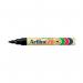 The photo features a pack of 12 Artline 70 Bullet Tip Permanent Markers in black. The markers have a sleek design with a bold bullet tip, perfect for precise and permanent writing. The vibrant black ink stands out on any surface and the markers are long-lasting for all your writing needs.