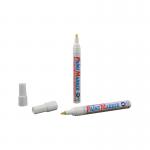In the photo, a pack of 12 Artline 400 Bullet Tip Paint Markers can be seen. The markers have a medium white tip and are made by Artline Paint. The packaging is sleek and modern with the brand logo prominently displayed. The markers themselves are sturdy and have a bold, vibrant color, ready to bring any project to life.
