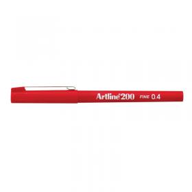 Artline 200 Fineliner Pen Fine Red (12 Pack) A2002 AR83027