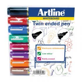 Artline 2-in-1 Whiteboard Marker BulletChisel Tip Assorted (Pack of 8) EK525TA AR84649