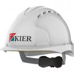 JSP Evo3 White Vented Wheel-Ratchet Helmet + Kier A5742 Logo ARC76295