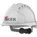 JSP Evo3 White Vented Wheel-Ratchet Helmet + Kier A5742 Logo ARC76295