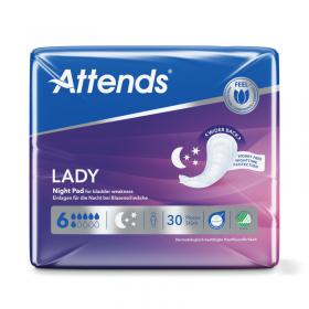 Attends Lady Sanitary Pads Size 6 Night (Pack of 30) 211939 ATN21192