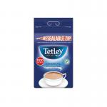 This image showcases Tetley Tea Bags, specifically the One Cup variety in a Catering Pack containing 1100 bags. The packaging is vibrant and eye-catching, featuring the distinct Tetley branding. Each tea bag is individually wrapped and easily identifiable within the pack.