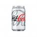 The image shows a pack of 24 330ml cans of Diet Coca-Cola, a popular soft drink made by Coca-Cola. The cans are sleek and silver with the iconic Coca-Cola logo in red, accompanied by the words diet and soft drink in black. The refreshing drink inside is a dark brown color, with bubbles floating to the top. Perfect for quenching your thirst on a hot day.