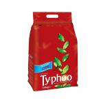 The image shows a pack of Typhoo One Cup Tea Bags containing 1100 tea bags. The packaging is bright and colorful with the brand name and logo prominently displayed. The tea bags are neatly stacked in rows inside the pack. Each tea bag is individually wrapped in a white paper wrapper with the Typhoo logo.