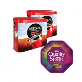 Nescafe Original Coffee Granules 750g x2 FOC Quality Street Tub 600g AU800002