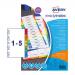 Avery Mylar Readyindex 90gsm 1-5 Punched 01733501