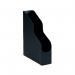 The image shows a sleek black Avery magazine rack with the brand logo prominently displayed. The rack has multiple compartments for organizing books and magazines, and a sturdy base for stability. Its design is simple yet modern, making it a functional addition to any office or workspace.