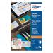 The photo features a pack of 250 Avery Printable Cards, specifically the Avery Multipurpose Business Cards in a timeless, matte white finish. The pack is labeled with the product name and has a clean and professional presentation.