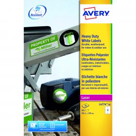 Avery Laser Label Heavy Duty 4 Per Sheet White (Pack of 80) L4774-20 AV10531