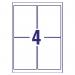 Avery Inkjet Parcel Labels 4 Per Sheet White (Pack of 100) J8169-25 AV10623