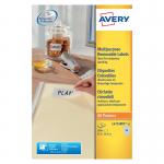 The picture shows a pack of 2000 Avery Laser Labels with 80 removable labels per sheet. The labels are white in color and the model number is L4732REV-25 AV10636.