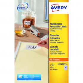 Avery Removable Labels 80 Per Sheet White (Pack of 2000) L4732REV-25 AV10636