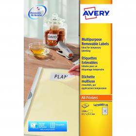 Avery Removable Labels 48 Per Sheet White (Pack of 1200) L4736REV-25 AV10637