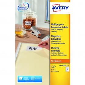 Avery Removable Labels 27 Per Sheet White (Pack of 675) L4737REV-25 AV10638
