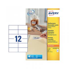 Avery Removable Labels 12 Per Sheet White (Pack of 300) L4743REV-25 AV10639