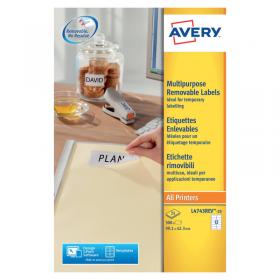 Avery Removable Labels 12 Per Sheet White (Pack of 300) L4743REV-25 AV10639